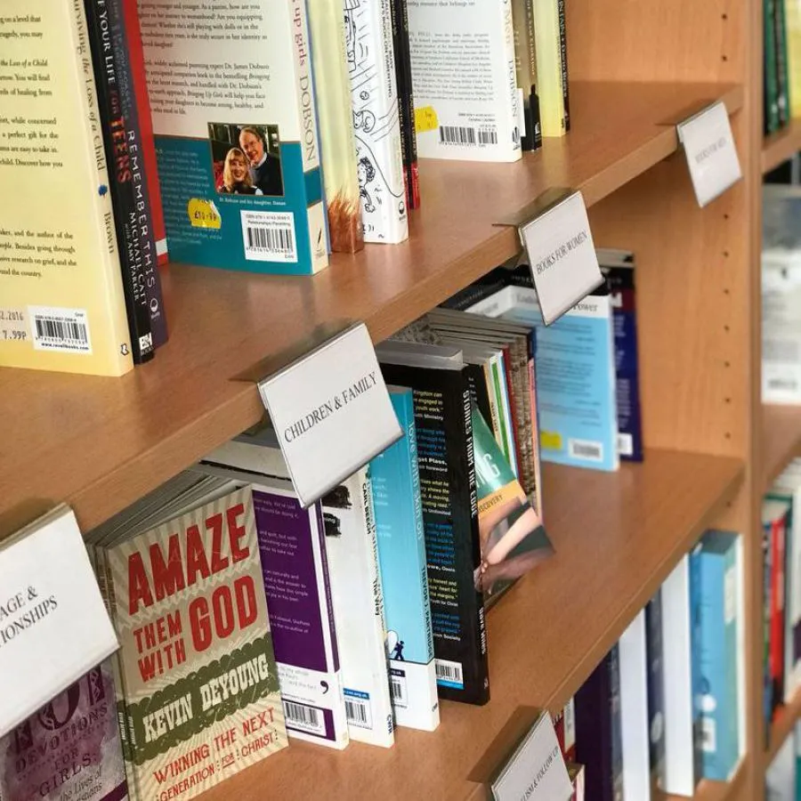 Christian books on the shelf