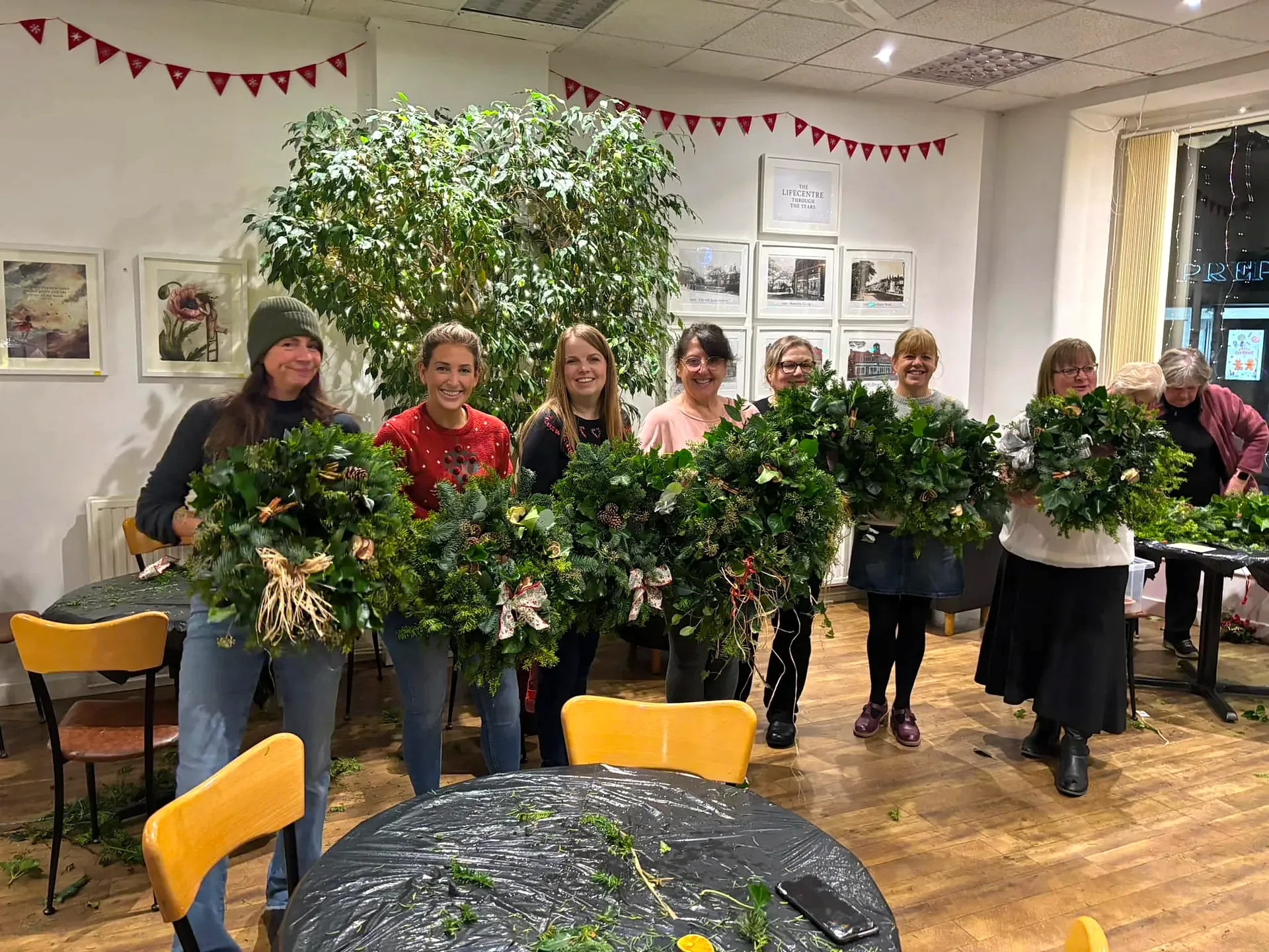 Wreath making workshop at Romiley Life Centre